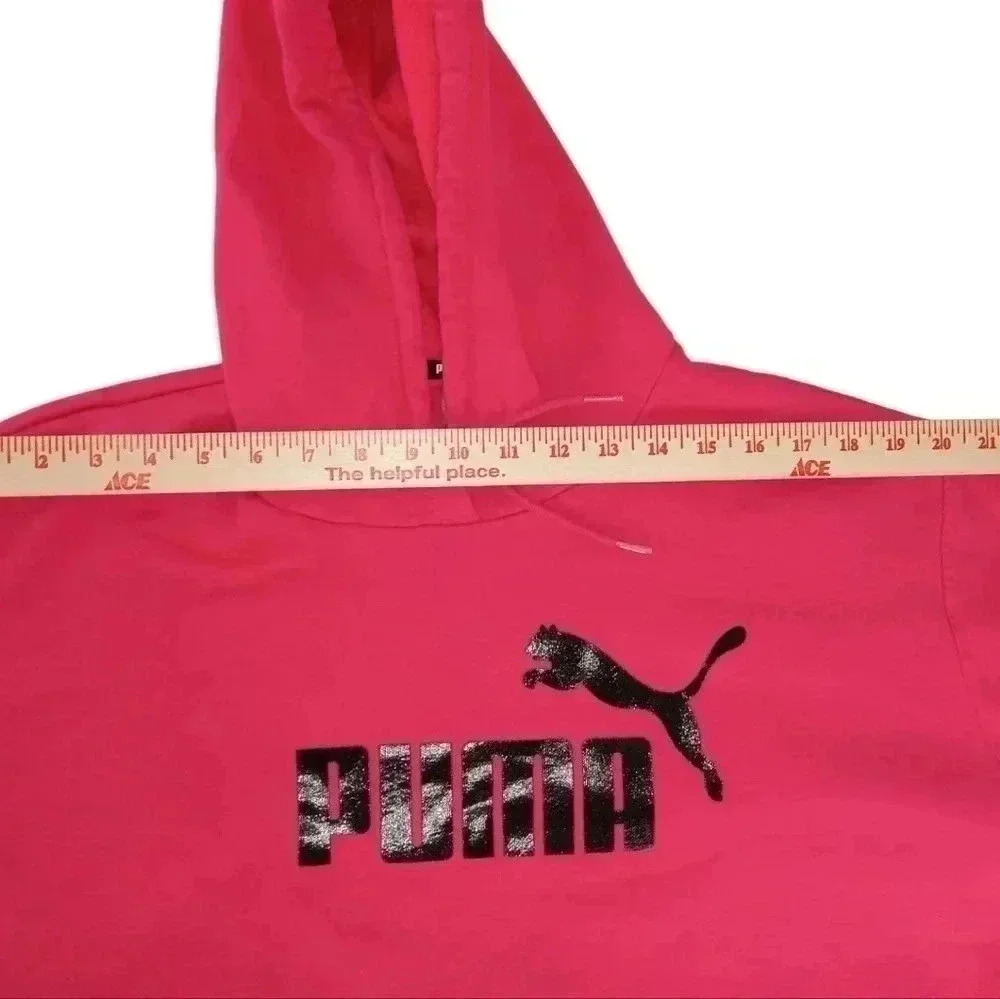 Puma Pullover Hoodie Women's Casual  Outwear Logo  Pink Cropped  XL Top - Picture 4 of 10